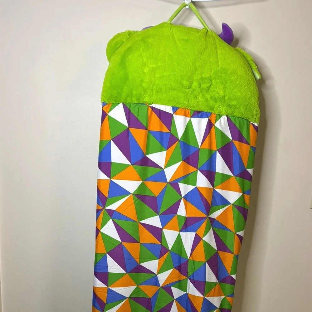 Happy Nappers Green Dragon Sleeping Bag Kids Plush Pillow‎ Geometric Pattern